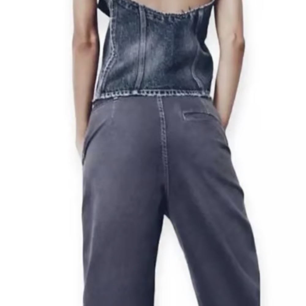 👖Zara Chino Gray Wide Leg Fit Pants - Comfortable and Cozy - Size 4 - Picture 4 of 12